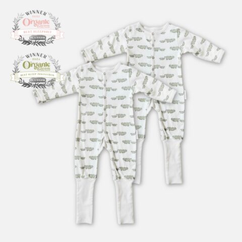 Winter Sleepsuit With Padded Sleeves (2pk) - Hippo