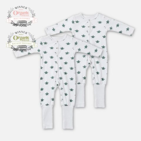 Winter Sleepsuit With Padded Sleeves (2pk) - Turtle