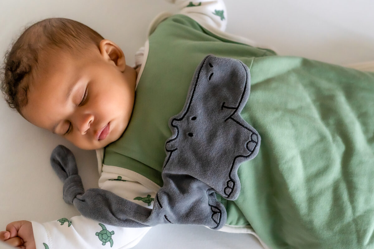 organic baby sleeping bag with safer self settling 
