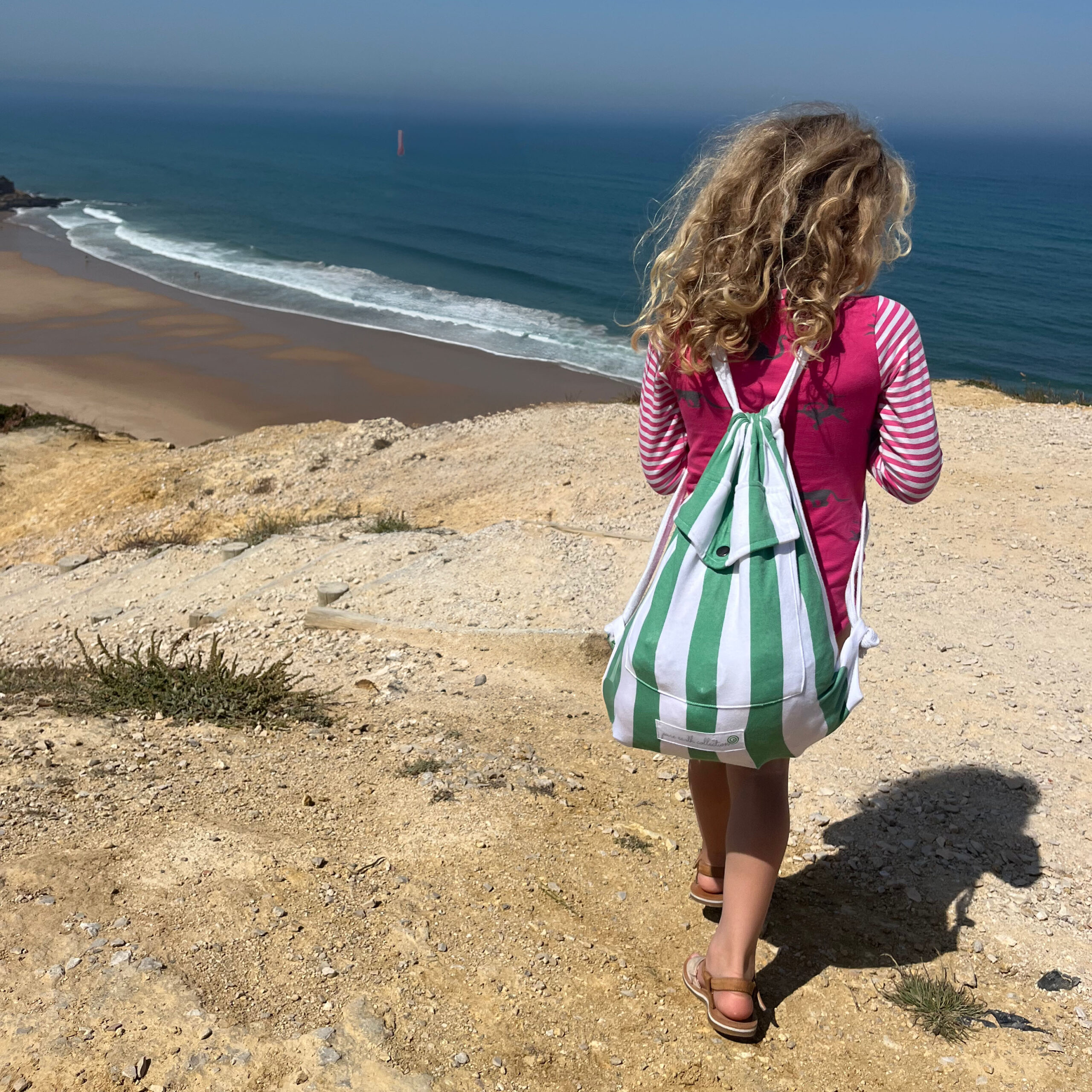 Kid's Beach Bag - Green Stripe