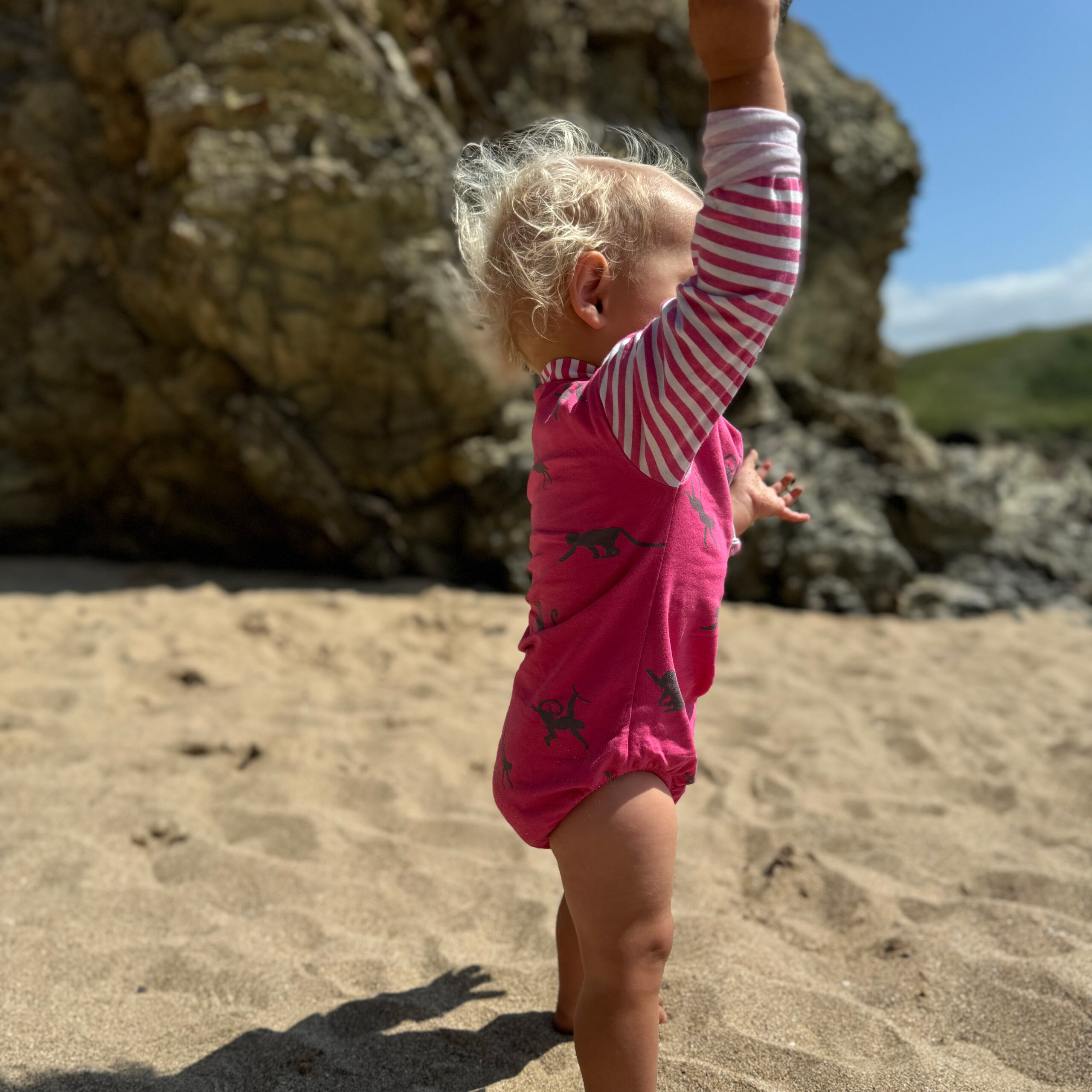 Long Sleeve Swimming Costume - Neon Pink