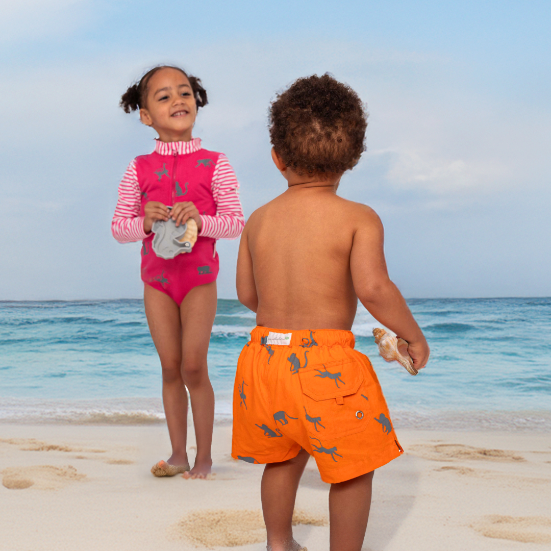 Kid's Swimming Trunks - Neon Orange