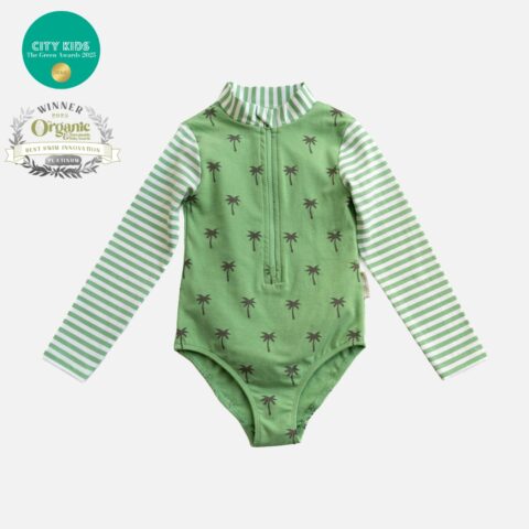 Long Sleeve Swimming Costume - Green